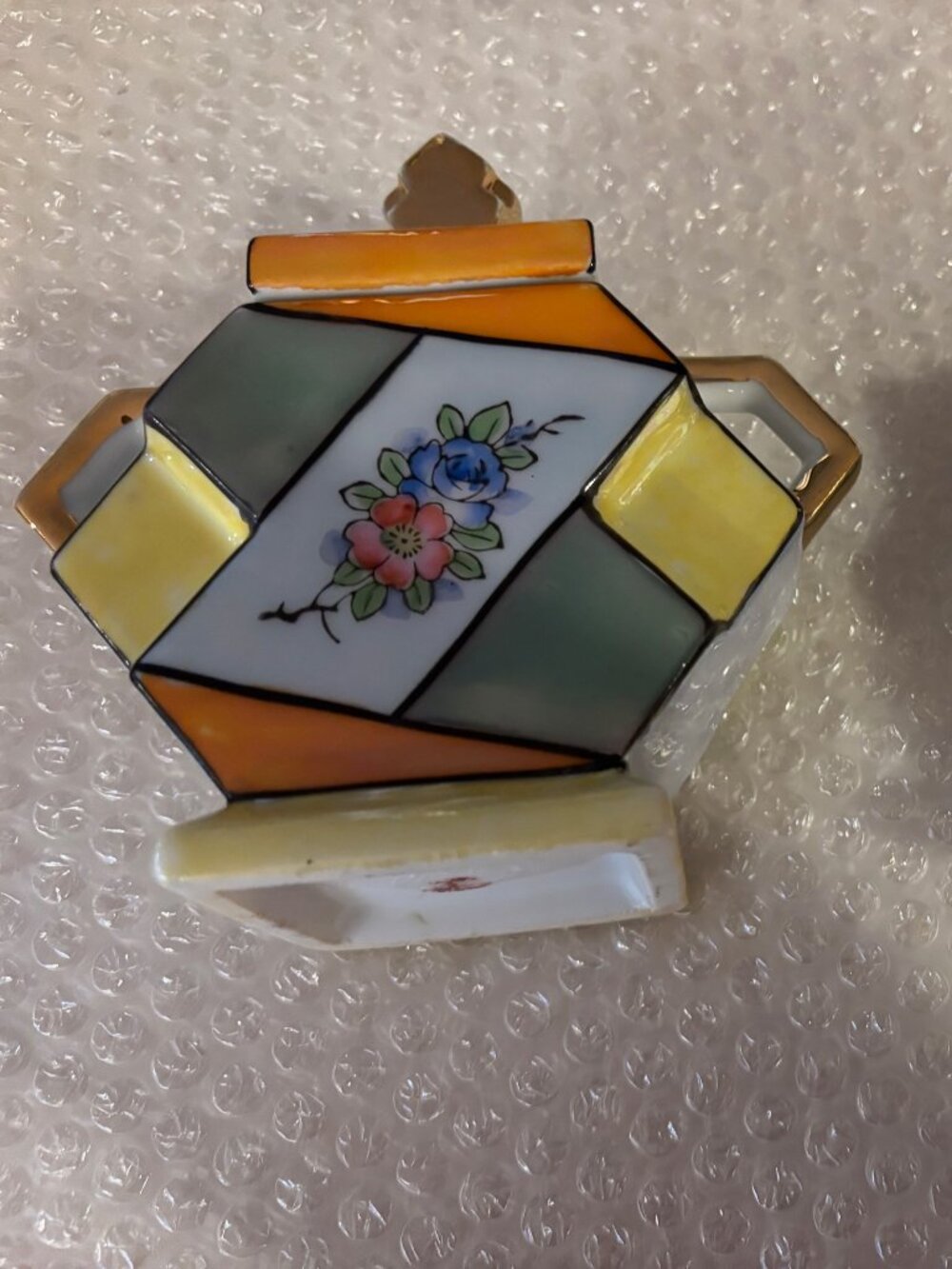 Japanese lusterware creamer and sugar bowl